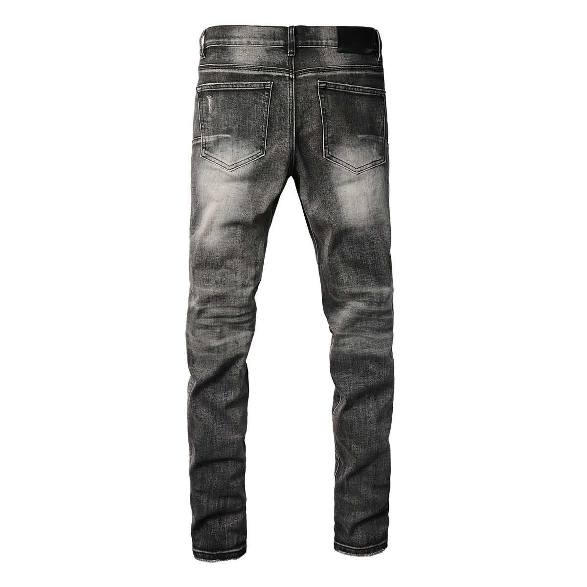 PURPLE Men Classic Streetwear Jeans Distressed Grey Ripped skinny Fit 9103