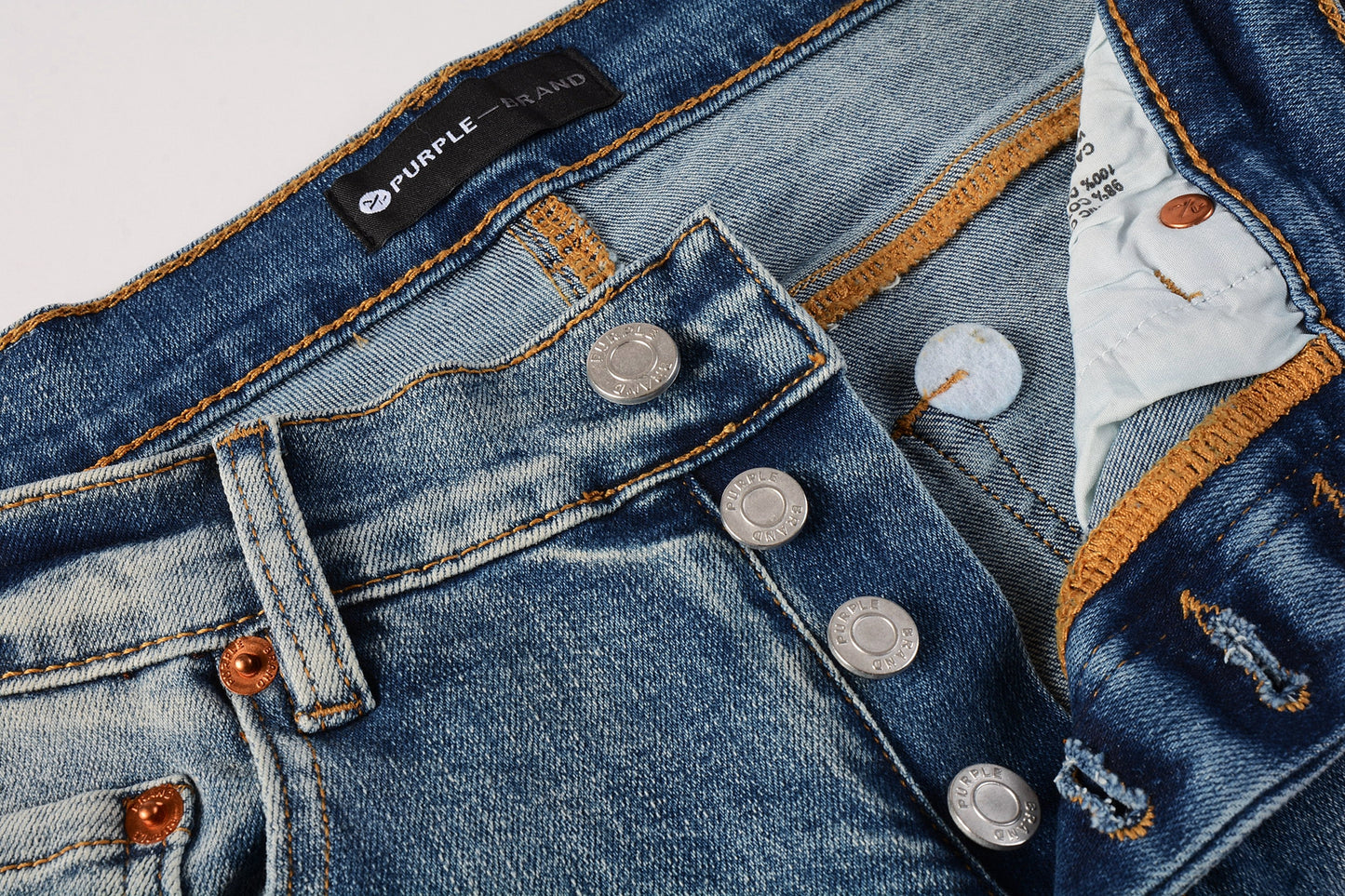 PURPLE Men Streetwear Skinny Jeans Light Blue Wash with Heavy Distressed Rips and White Paint Splatter 9003