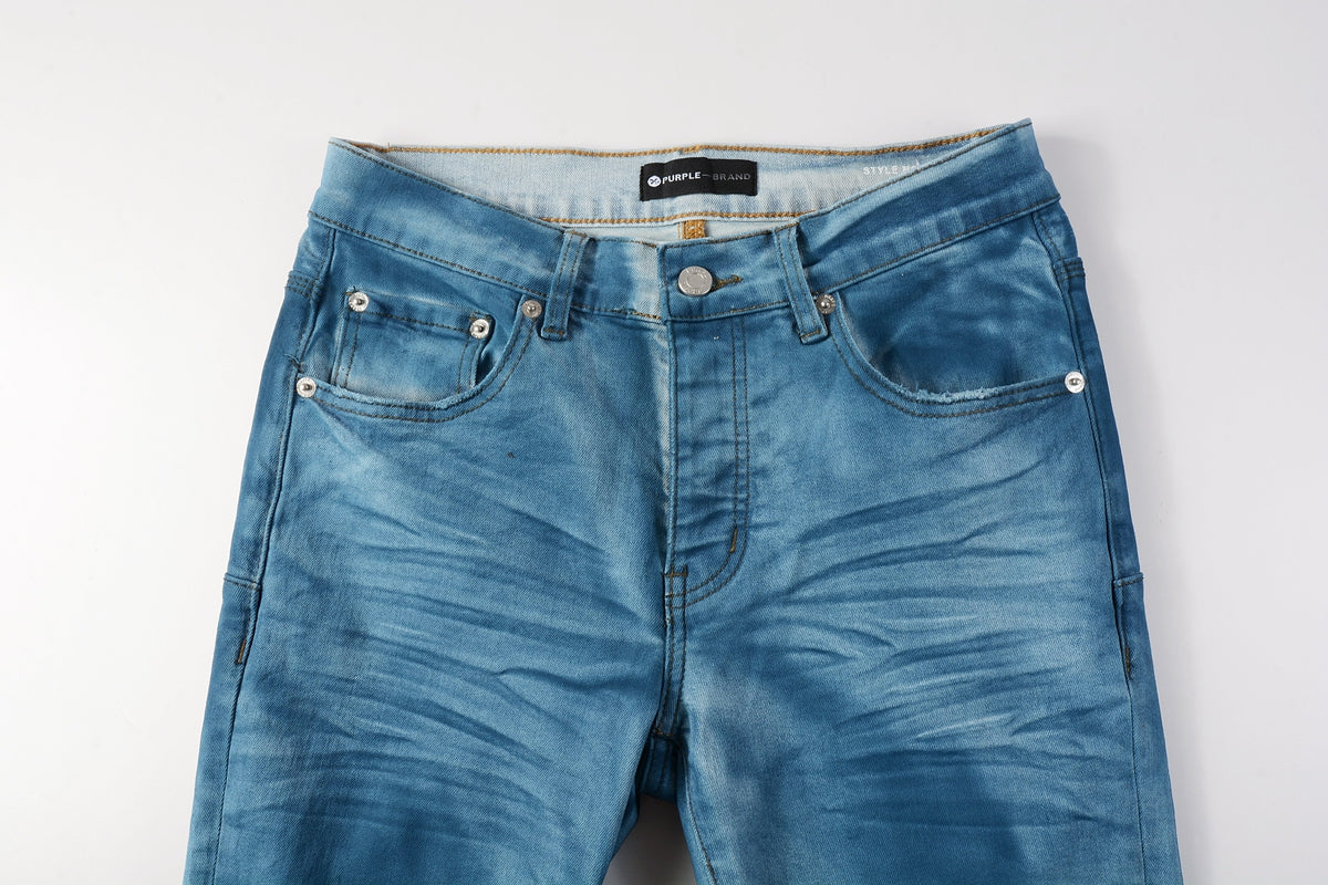 PURPLE Men classic streetwear Jeans Washed BlueClean Look Skinny Fit 9106