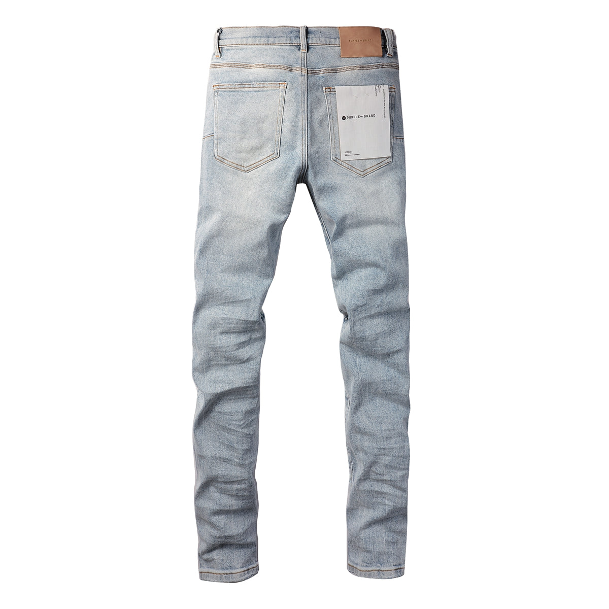 PURPLE Men Streetwear Skinny Jeans Light Blue Wash with Knee Ripped Details and Black Lining 9010