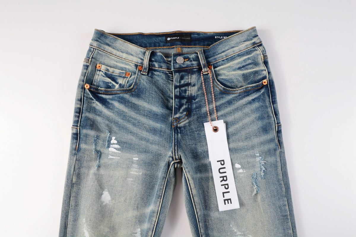 PURPLE Designer Women Purple High Street Purple Denim Black Long Mid Pants Hole for Men Purple Jeans 9043