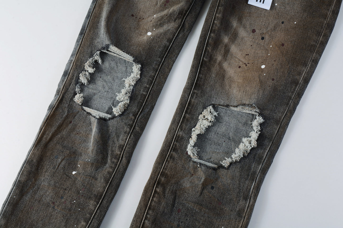 PURPLE New High Quality Mens Jeans Designer Jeans Fashion Distressed Ripped Denim Cargo For Men High Street Fashion 9031