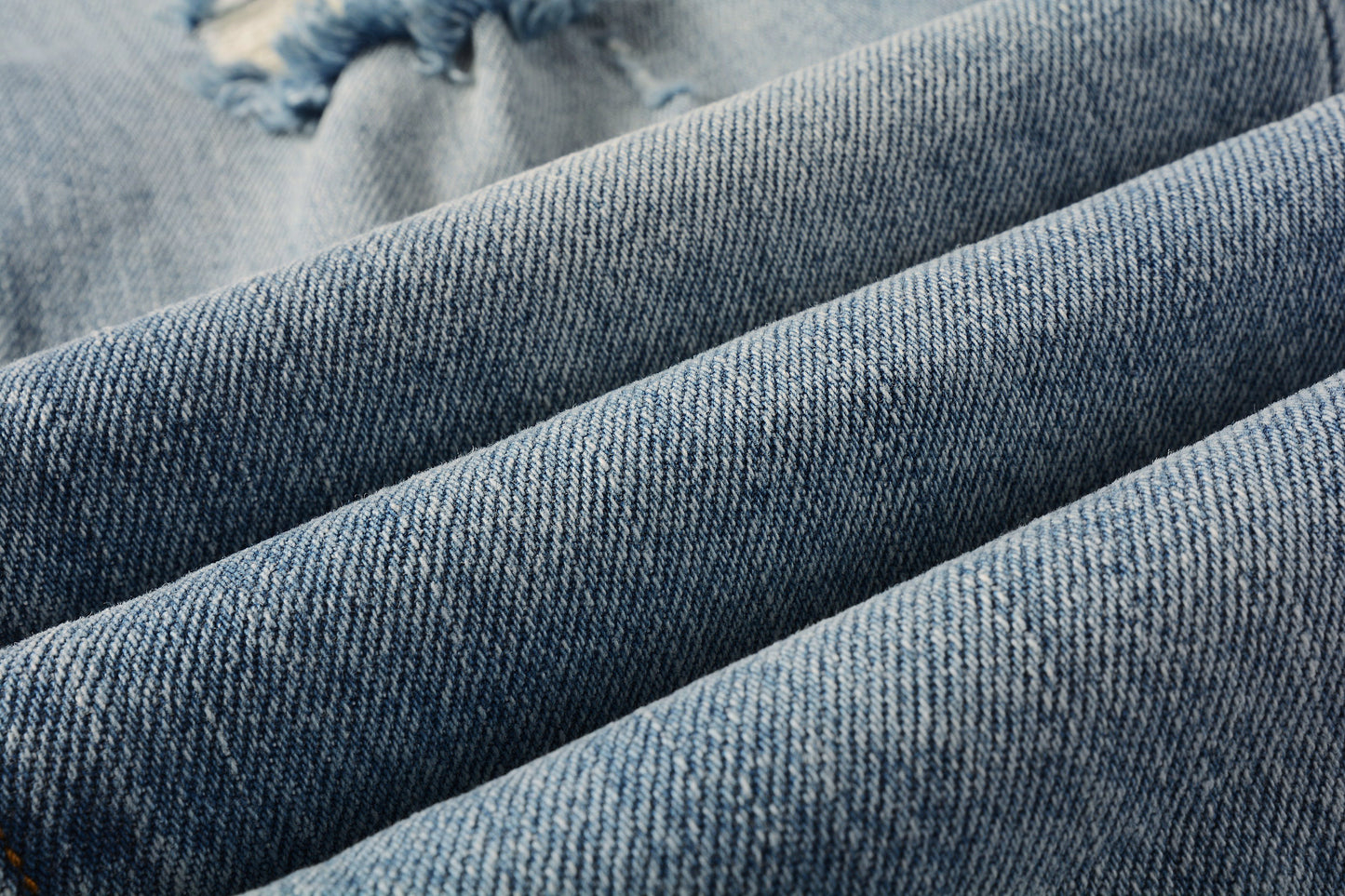 PURPLE Men Streetwear Skinny Jeans Light Blue Wash with Subtle Distressed Ripped Details 9075