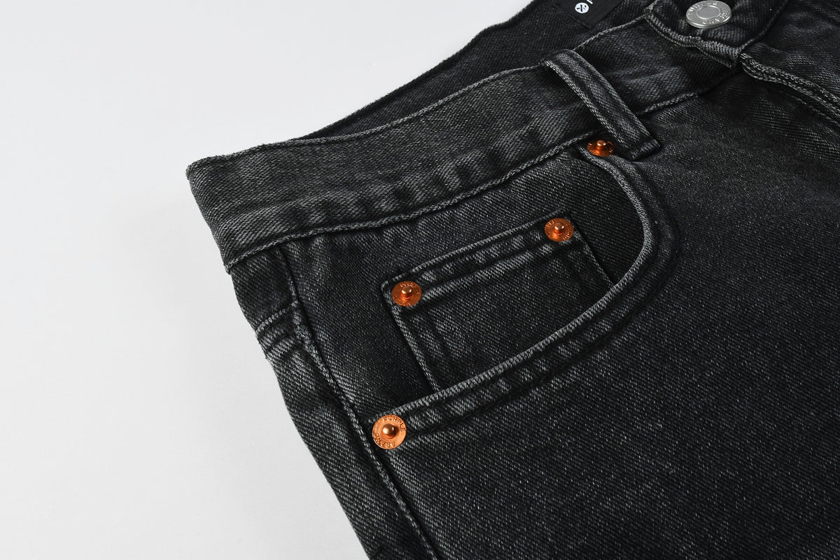 PURPLE Men Streetwear Wide-Leg Jeans Black Gray Wash with 3D Pinched Pleats