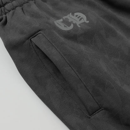 CHROME HEARTS  Men Designer Wide Leg Jeans Vintage Black with Quilted Texture and Distressed Hem 1115