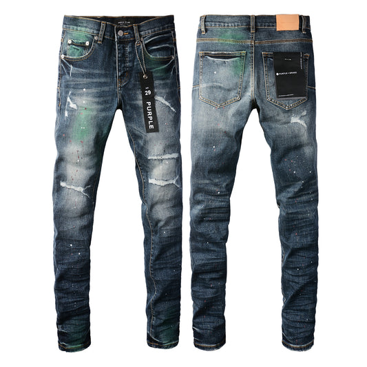 PURPLE  Blue Stretch Jeans 9070 with Medium Elasticity andFull Length Design