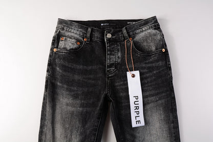 PURPLE  Men Streetwear Skinny Jeans Dark Gray Wash with Minimalist Style 9019