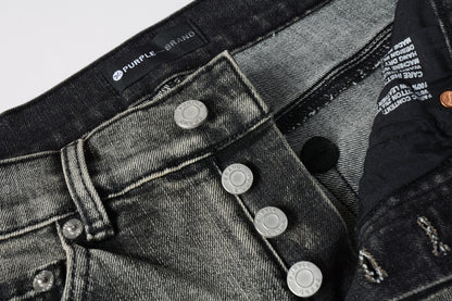PURPLE  Men Classic Streetwear Jeans Distressed Black Grey Ripped skinny 9068