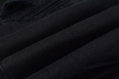 PURPLE  Men Streetwear Skinny Jeans Black Wash with Distressed Rip Details 9022