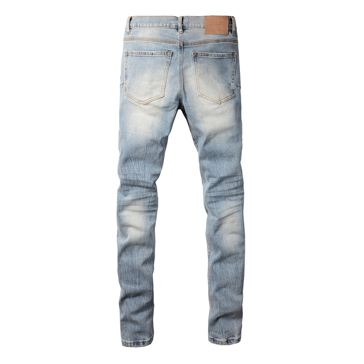 PURPLE  Men Streetwear Jeans Light Blue Ripped Graffiti Print Distressed skinny 9101