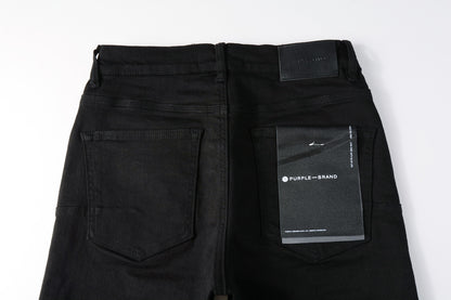 PURPLE  Men Streetwear Denim Shorts Black Wash with Minimalist Design and Raw Hem 5023