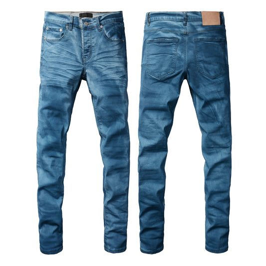 PURPLE  Men classic streetwear Jeans Washed BlueClean Look Skinny Fit 9106