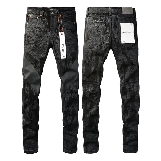PURPLE  Jeans Coating Texture Personalized Fashion Trend High quality pants 9026