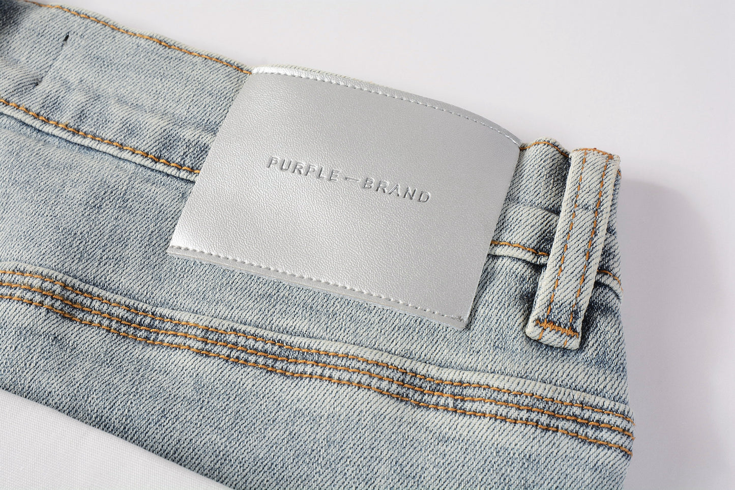 PURPLE   Men Streetwear Skinny Jeans Light Blue Wash with Holographic Iridescent Finish 9005