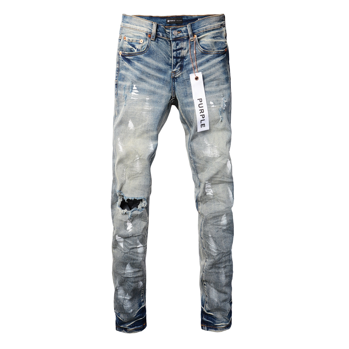 PURPLE  Designer Women Purple High Street Purple Denim Black Long Mid Pants Hole for Men Purple Jeans 9043