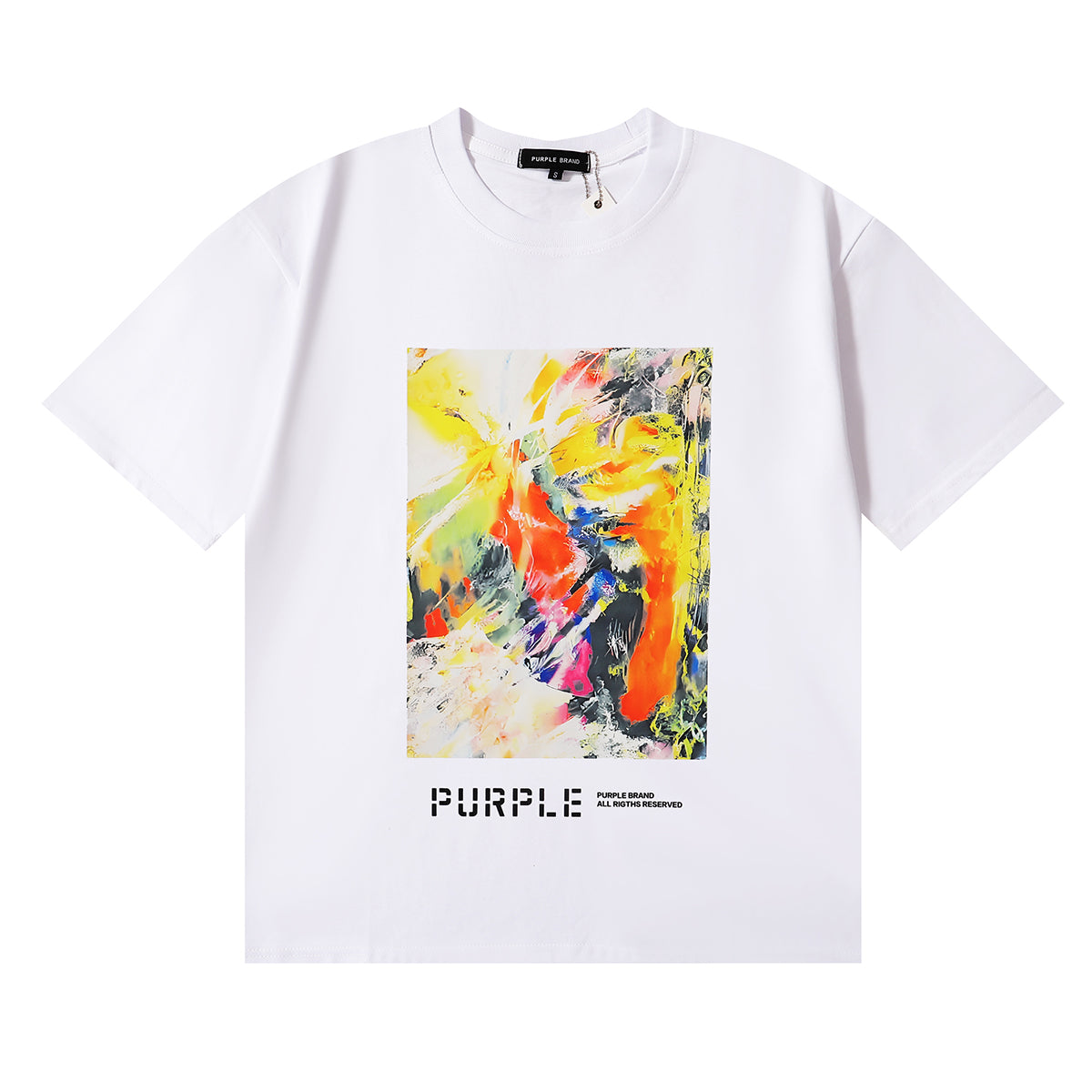 PURPLE Men Streetwear Tee Black & White with Purple Brand Van Gogh-Inspired Vibrant Abstract