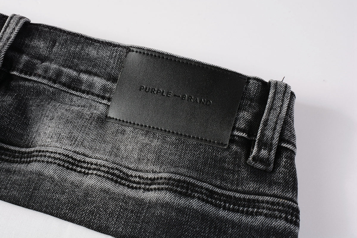 PURPLE  Men Streetwear Skinny Jeans Dark Gray Wash with Minimalist Style 9019