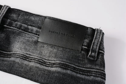 PURPLE  Men Streetwear Skinny Jeans Dark Gray Wash with Minimalist Style 9019