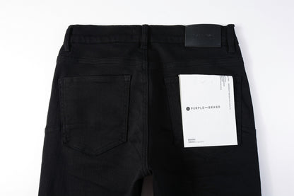 PURPLE  Men Streetwear Skinny Jeans Black Wash with Clean Minimalist Style 9023