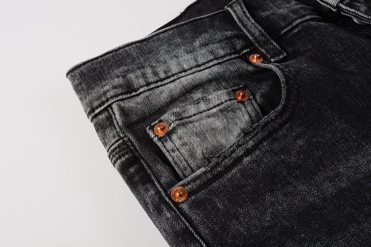 PURPLE  Men Streetwear Skinny Jeans Dark Gray Wash with Minimalist Style 9019