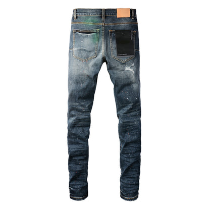 PURPLE  Blue Stretch Jeans 9070 with Medium Elasticity andFull Length Design