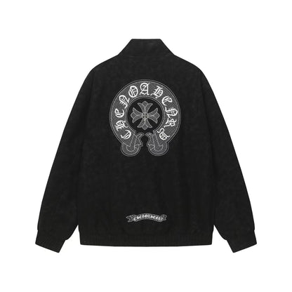 Chrome Hearts Horseshoe Cross Jacket - Black Street Embroidered Coat 8800