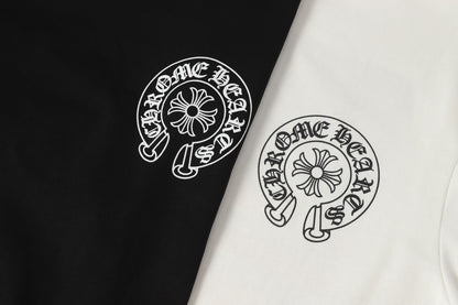 Chrome Hearts Logo Flag Long Sleeve Tee - Black White Gothic Street T-Shirt K2126