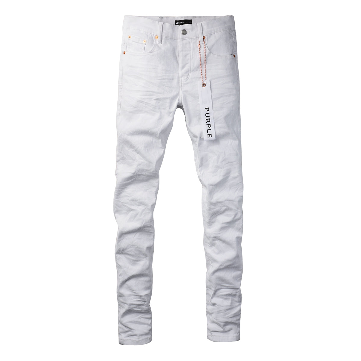 PURPLE   Men Streetwear Skinny Jeans White Wash with Minimalist Textured Finish 9024