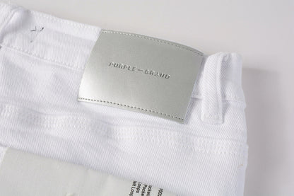 PURPLE   Men Streetwear Skinny Jeans White Wash with Black Paint Splatter and Distressed Rip 9021
