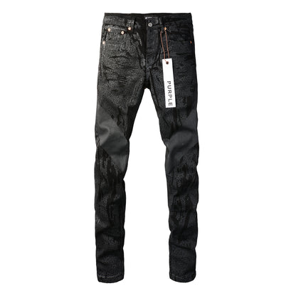 PURPLE  Jeans Coating Texture Personalized Fashion Trend High quality pants 9026