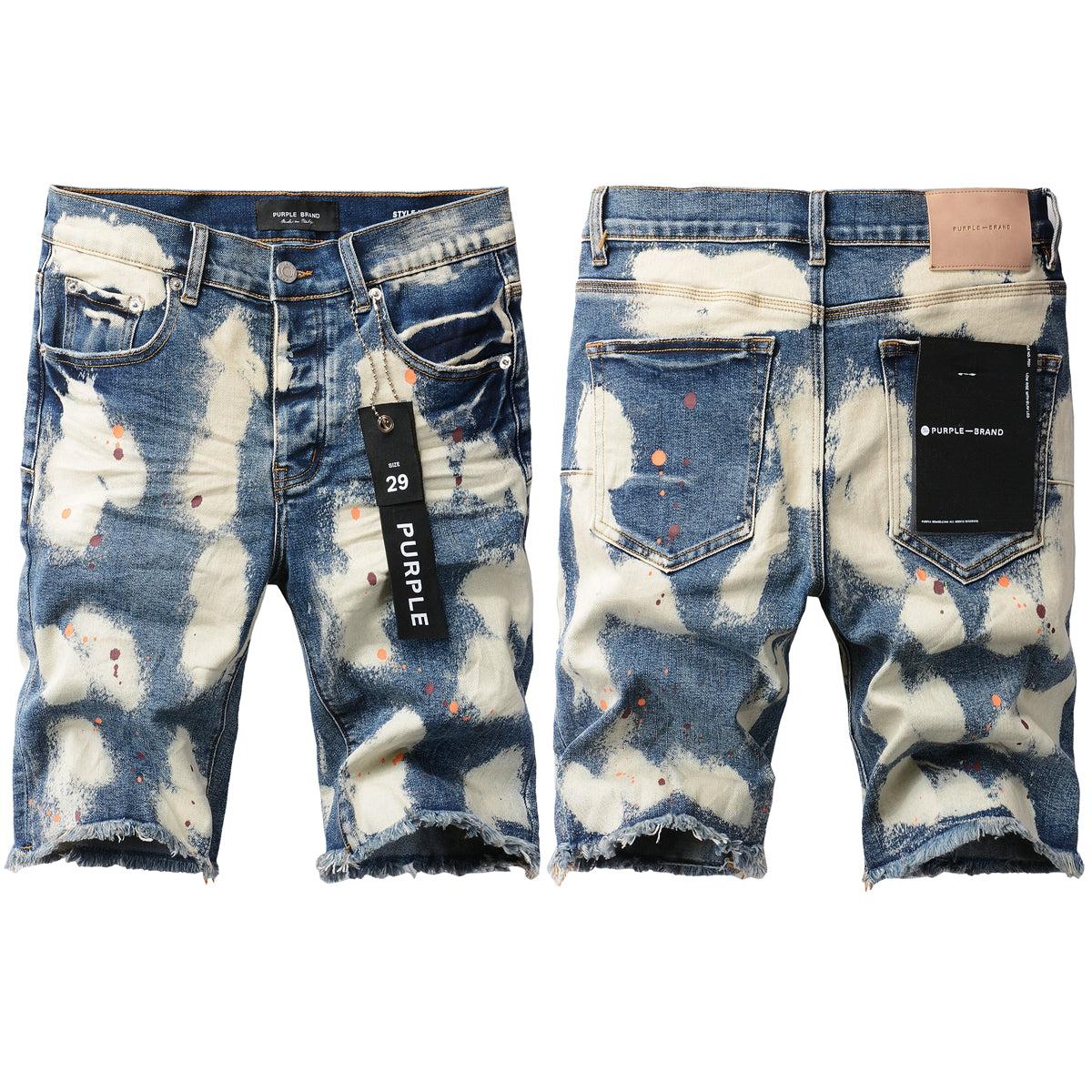 PURPLE  Men Streetwear Skinny Jeans Black and White Graffiti Wash with Multi Color Paint Splash 5090