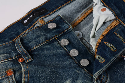 PURPLE  Men Streetwear Skinny Jeans Light Blue Wash with Vintage Faded Wash and Subtle Distress 9055
