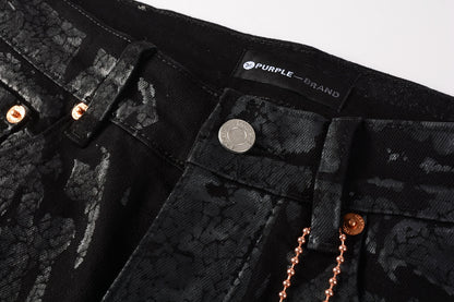 PURPLE  Jeans Coating Texture Personalized Fashion Trend High quality pants 9026