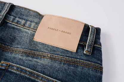 PURPLE  Men Classic Streetwear Jeans Light Washed Distressed skinny Fit 9097