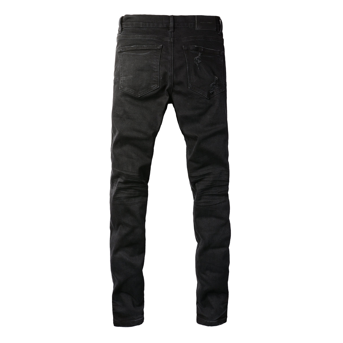 PURPLE  Men Distressed Black Skinny Jeans with Heavy Ripped Design and Grunge Streetwear Vibe 9108