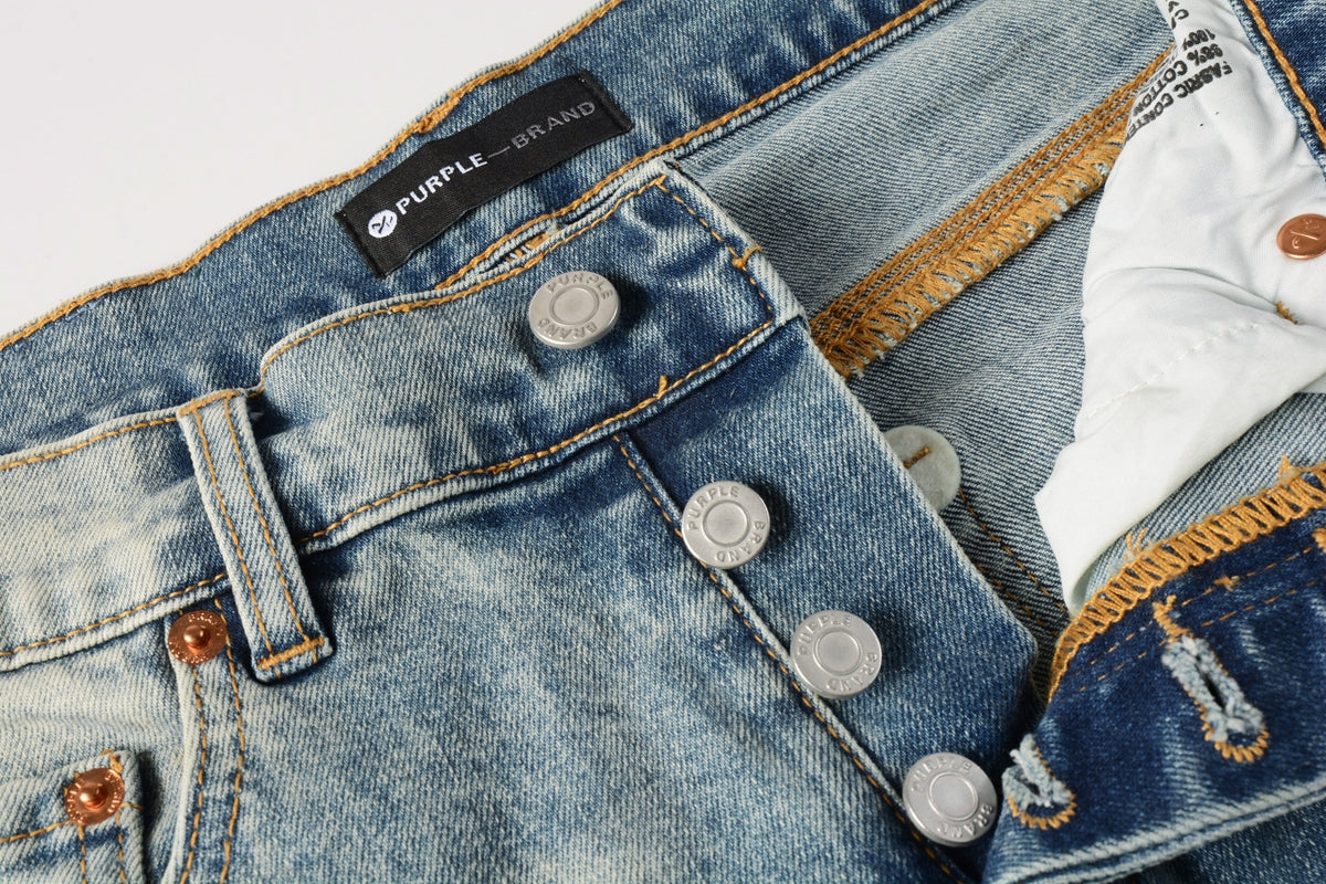 PURPLE  Men Streetwear Jeans Distressed Light Blue Patch Leopard Ripped skinny 9095