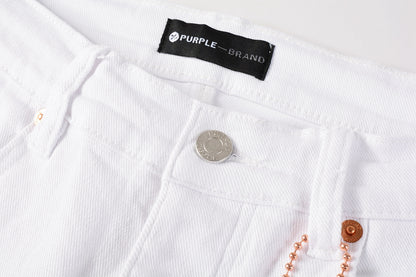 PURPLE   Men Streetwear Skinny Jeans White Wash with Black Paint Splatter and Distressed Rip 9021