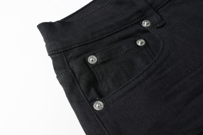 PURPLE  Men Streetwear Denim Shorts Black Wash with Minimalist Design and Raw Hem 5023
