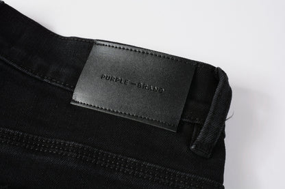 PURPLE  Men Distressed Black Skinny Jeans with Heavy Ripped Design and Grunge Streetwear Vibe 9108